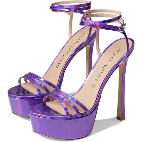 Stuart Weitzman Soiree 145 Platform Sandal Size 6 Light Purple Iridescent
